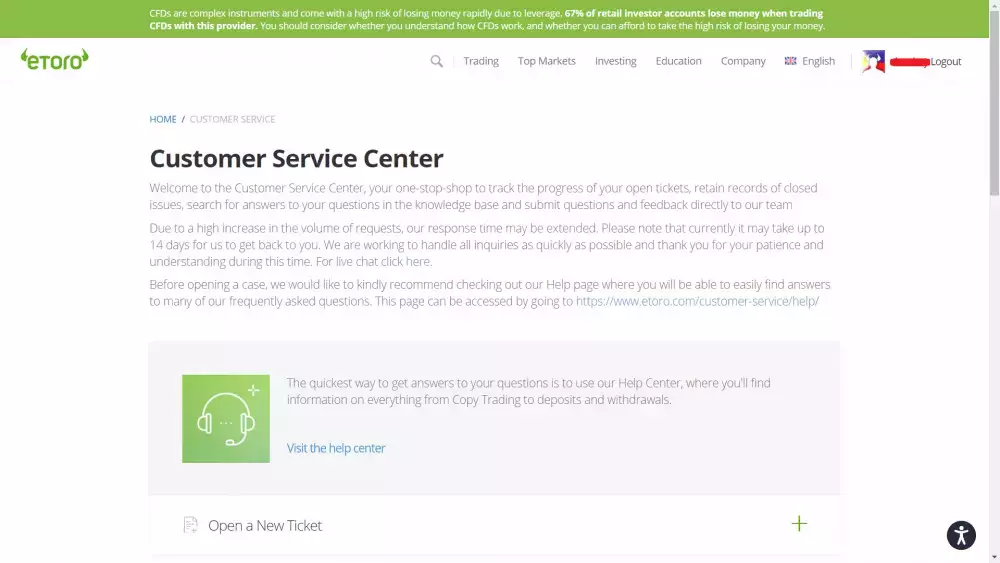 eToro Customer Service Center